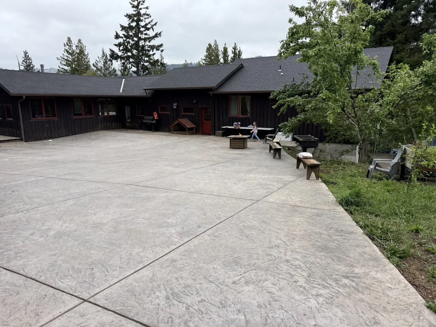 Peter's completed Old Mill Ranch residence and stamped concrete courtyard