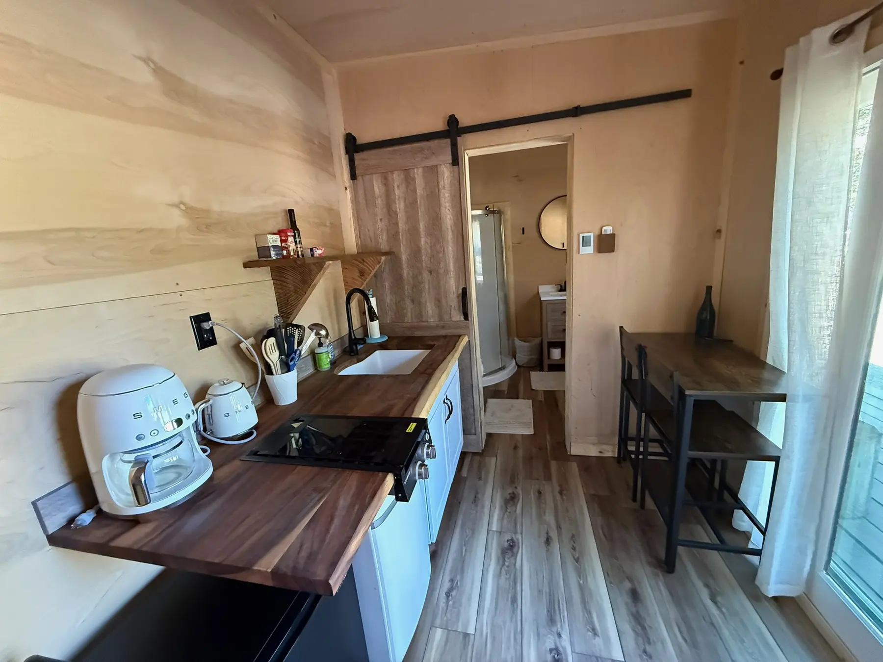 Finished Poleeko kitchenette, sleeping area and bathroom entrance
